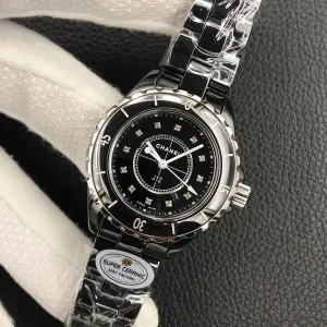 Replica Womens Watches Chanel VIP J12 Black Dial Ladies Watch 33MM A184PP2180 AA184178