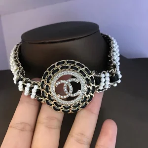 Replica Womens Jewelry Chanel Crystals CC Pearls Chain Necklace A152PP280 AA184469