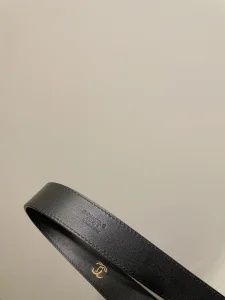 Replica Womens Belts Chanel CC Logo Black Leather Belt 30MM A175PP240 AA184634