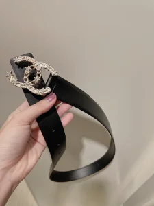 Replica Womens Belts Chanel CC Logo Black Leather Belt 30MM A175PP240 AA184635