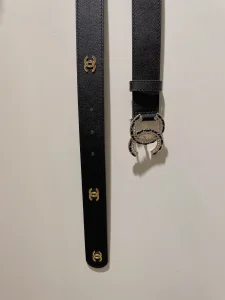 Replica Womens Belts Chanel CC Logo White Leather Belt 30MM A175PP240 AA184637