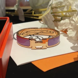 Replica Womens Jewelry Hermes Clic H Narrow Bracelet Purple A173PP280 AA184627