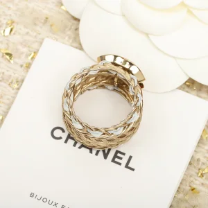 Replica Womens Jewelry Chanel Crystal CC Gold Chain Leather Rings A152PP180 AA185603