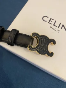 Replica Womens Belts Celine Cuir Triomphe Black Leather Belt A175PP240 AA186399