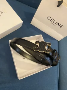 Replica Womens Belts Celine Cuir Triomphe Black Leather Belt A175PP240 AA186399