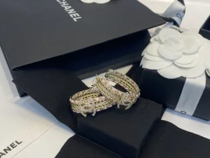 Replica Womens Jewelry Chanel Crystal CC Pink Leather Chain Earrings A39PP180 AA186521