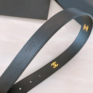 Replica Womens Belts Chanel CC Logo Black Leather Belt 30MM A175PP240 AA187100