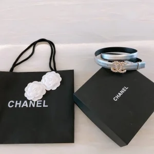 Replica Womens Belts Chanel Pearls CC Logo Silver Leather Belt 20MM A175PP240 AA187091