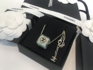 Chanel Dice Pendant Necklace Green 