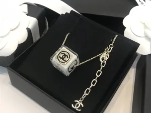 Chanel Dice Pendant Necklace White 