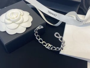 Replica Womens Jewelry Chanel Silver CC Logo Link Bracelets A39PP180 AA188123
