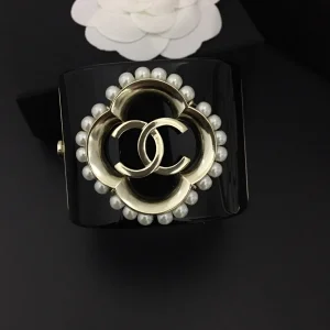Replica Womens Jewelry Chanel Gold CC Logo Black Bracelets A152PP280 AA190133