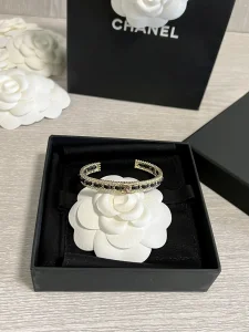 Replica Womens Jewelry Chanel Gold CC Chain Leather Cuff Bracelets A152PP180 AA190283