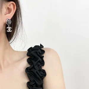 Replica Womens Jewelry Chanel Crystals CC Logo Earrings A62P180 AA190389