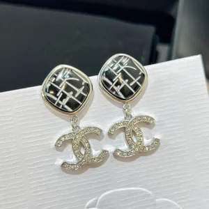 Replica Womens Jewelry Chanel Crystals CC Logo Earrings A62P180 AA190389