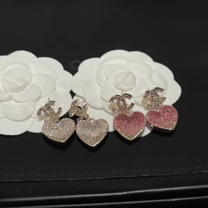Replica Womens Jewelry Chanel Crystals CC and Heart Earrings A173PP180 AA191969