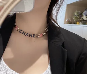 Essenceofluxury Womens Jewelry Chanel CC Monogram Chain Choker Necklace A173PP280 AA192761