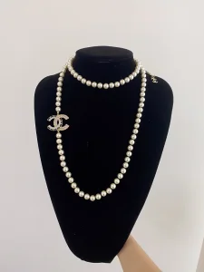 Chanel Vintage CC Logo Pearls Long Necklace 