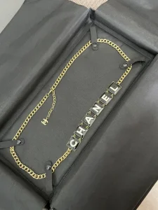 Essenceofluxury Womens Belts Chanel Monogram Logo Chain Belt A175PP240 AA193265