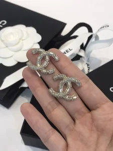 Chanel Crystals CC Logo Earrings 
