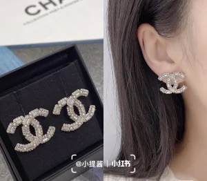 Essenceofluxury Womens Jewelry Chanel Crystals CC Logo Earrings A39PP180 AA194235
