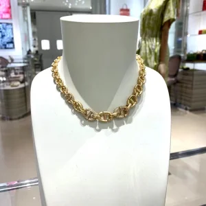 Essenceofluxury Womens Jewelry Dior Crystals CD Navy Necklace in Gold A39PP280 AA194564