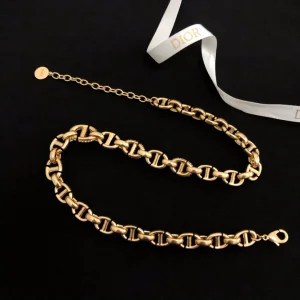 Essenceofluxury Womens Jewelry Dior Crystals CD Navy Necklace in Gold A39PP280 AA194564