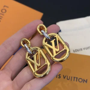 Louis Vuitton LV EDGE Double Earrings Gold 