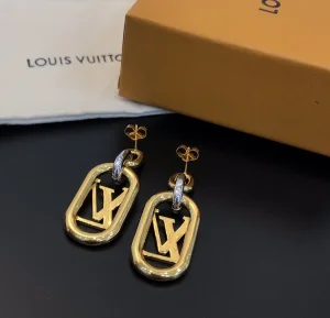 Essenceofluxury Womens Jewelry Louis Vuitton LV EDGE Double Earrings in Gold A39PP180 AA194567