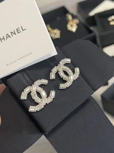 Chanel Crystals CC Logo Earrings 