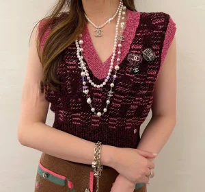 Essenceofluxury Womens Jewelry Chanel Crystals CC Logo Pearls Necklace A152PP280 AA194985