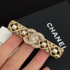 Chanel Crystals CC Logo Gold Brooch 