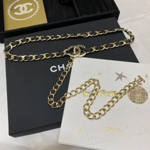 Essenceofluxury Womens Belts Chanel CC Chain and Leather Belts A152PP280 AA196018