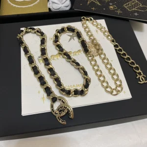 Essenceofluxury Womens Belts Chanel CC Chain and Leather Belts A152PP280 AA196018