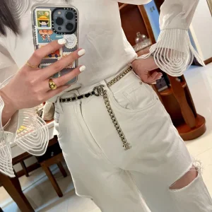 Essenceofluxury Womens Belts Chanel CC Chain and Leather Belts A152PP280 AA196018
