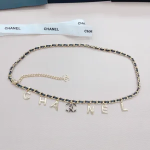 Chanel CC Logo Monogram Leather Chain Belt 