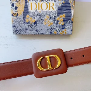 Essenceofluxury Womens Belts Dior Bobby Belt in Brown Smooth Calfskin 34MM A175PP240 AA196033