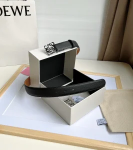 Essenceofluxury Womens Belts Loewe Anagram Leather Belt in Black Brown 32MM A175PP240 AA196048