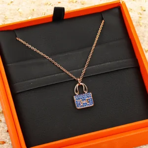 Hermes Amulettes Constance Necklaces Blue 