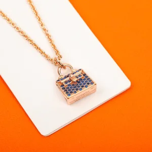 Essenceofluxury Womens Jewelry Hermes Amulettes Constance Necklaces in Blue A152PP380 AA196012