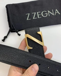 Essenceofluxury Mens Belts Zegna Leather Belt in Black 40MM A175PP240 AA196574