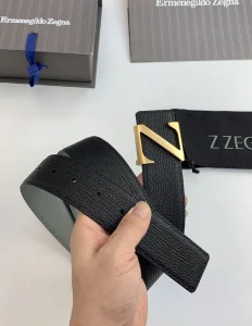 Essenceofluxury Mens Belts Zegna Leather Belt in Black 40MM A175PP240 AA196574