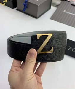 Essenceofluxury Mens Belts Zegna Leather Belt in Black 40MM A175PP240 AA196574