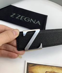 Essenceofluxury Mens Belts Zegna Leather Belt in Black 40MM A175PP240 AA196575
