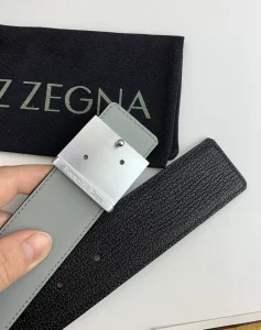 Essenceofluxury Mens Belts Zegna Leather Belt in Black 40MM A175PP240 AA196575