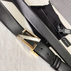 Essenceofluxury Mens Belts Zegna Leather Belt in Black A175PP240 AA196617