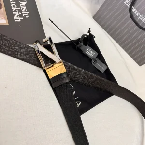 Essenceofluxury Mens Belts Zegna Leather Belt in Black Brown A175PP240 AA196619