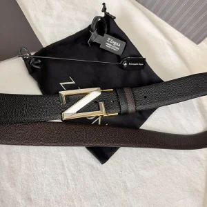 Essenceofluxury Mens Belts Zegna Leather Belt in Black Brown A175PP240 AA196619