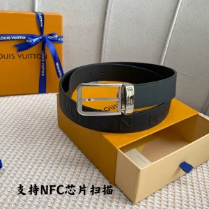 Essenceofluxury Womens Belts Louis Vuitton LV Black Leather Belt 35MM A175PP240 AA196612