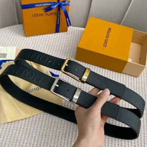 Essenceofluxury Womens Belts Louis Vuitton LV Black Leather Belt 35MM A175PP240 AA196612